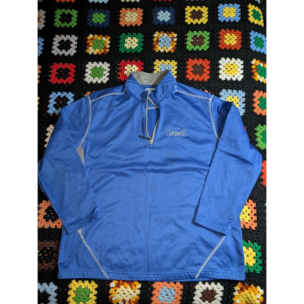 Lowes Employee Sweatshirt Fleece Men's 2XL Blue 1/4 Zip Pullover Logo Employee